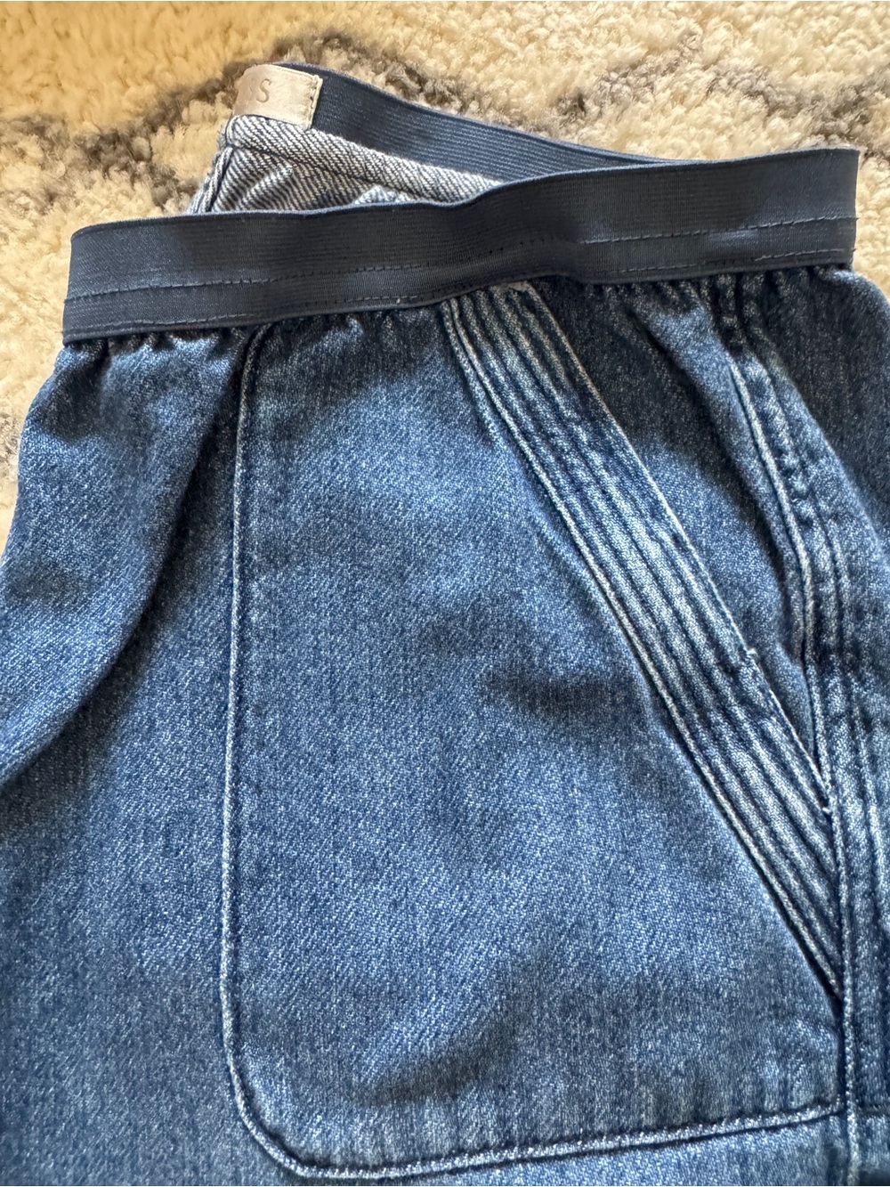 Denim pants petite friendly with Elastic Waistband - Blue